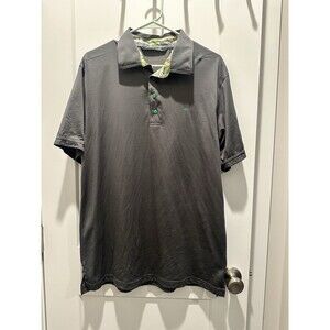 Travis Mathew Men's Polo Shirt Gray Short Sleeve Golf Casual Logo Large Cotton